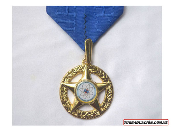 Medalla de graduación bachiller cinta azul
